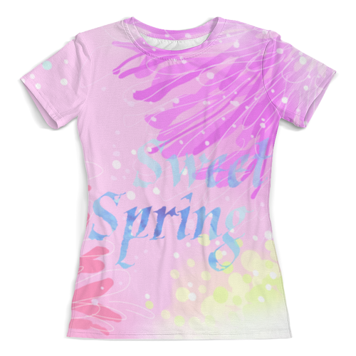 Заказать женскую футболку в Москве. Футболка с полной запечаткой (женская) Sweet Spring (розовый) от Maria Mishina - готовые дизайны и нанесение принтов.