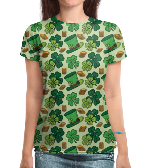 Заказать женскую футболку в Москве. Футболка с полной запечаткой (женская) Ирландец ( Irish) от trugift - готовые дизайны и нанесение принтов.
