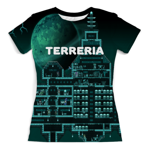 Заказать женскую футболку в Москве. Футболка с полной запечаткой (женская) Terraria от THE_NISE  - готовые дизайны и нанесение принтов.