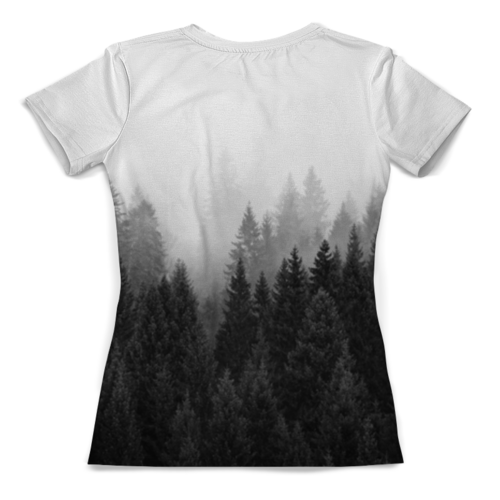Заказать женскую футболку в Москве. Футболка с полной запечаткой (женская) Велес - Туман над лесом от weeert - готовые дизайны и нанесение принтов.