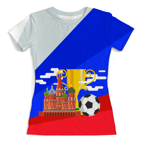 Заказать женскую футболку в Москве. Футболка с полной запечаткой (женская) Футбол от T-shirt print  - готовые дизайны и нанесение принтов.