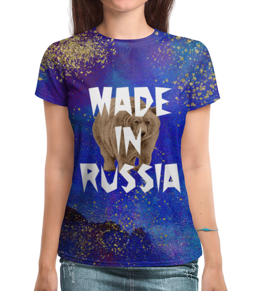 Заказать женскую футболку в Москве. Футболка с полной запечаткой (женская) RUSSIA от THE_NISE  - готовые дизайны и нанесение принтов.