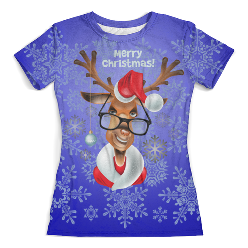 Заказать женскую футболку в Москве. Футболка с полной запечаткой (женская) Merry Christmas  от T-shirt print  - готовые дизайны и нанесение принтов.