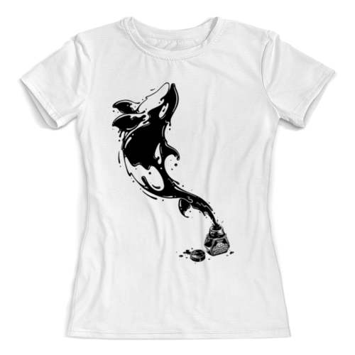 Заказать женскую футболку в Москве. Футболка с полной запечаткой (женская) Чернильный дельфин  от ISliM - готовые дизайны и нанесение принтов.