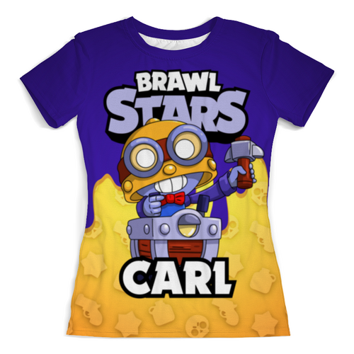 Заказать женскую футболку в Москве. Футболка с полной запечаткой (женская) BRAWL STARS CARL от geekbox - готовые дизайны и нанесение принтов.