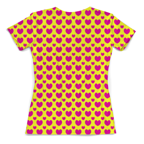 Заказать женскую футболку в Москве. Футболка с полной запечаткой (женская) Розовые сердца от THE_NISE  - готовые дизайны и нанесение принтов.