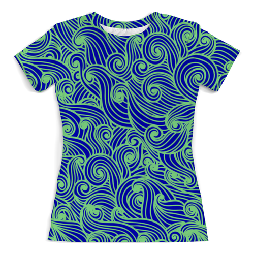 Заказать женскую футболку в Москве. Футболка с полной запечаткой (женская) Морская волна от THE_NISE  - готовые дизайны и нанесение принтов.