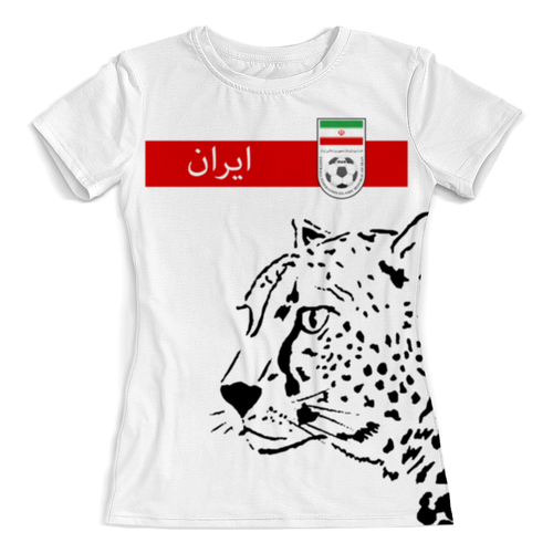 Заказать женскую футболку в Москве. Футболка с полной запечаткой (женская) Сборная Ирана от geekbox - готовые дизайны и нанесение принтов.