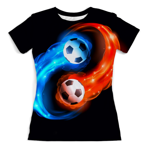 Заказать женскую футболку в Москве. Футболка с полной запечаткой (женская) Футбольные мячи от THE_NISE  - готовые дизайны и нанесение принтов.