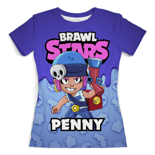 Заказать женскую футболку в Москве. Футболка с полной запечаткой (женская) BRAWL STARS PENNY от geekbox - готовые дизайны и нанесение принтов.