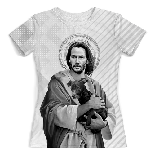 Заказать женскую футболку в Москве. Футболка с полной запечаткой (женская) Keanu Reeves Design от balden - готовые дизайны и нанесение принтов.