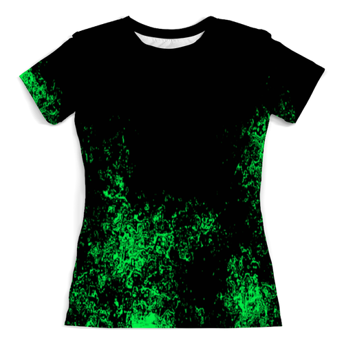 Заказать женскую футболку в Москве. Футболка с полной запечаткой (женская) Зелёная краска от Fonzo - готовые дизайны и нанесение принтов.
