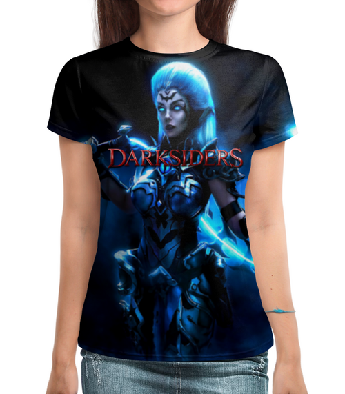 Заказать женскую футболку в Москве. Футболка с полной запечаткой (женская) Darksiders от THE_NISE  - готовые дизайны и нанесение принтов.