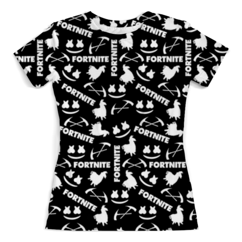 Заказать женскую футболку в Москве. Футболка с полной запечаткой (женская) Marshmello Fortnite от THE_NISE  - готовые дизайны и нанесение принтов.