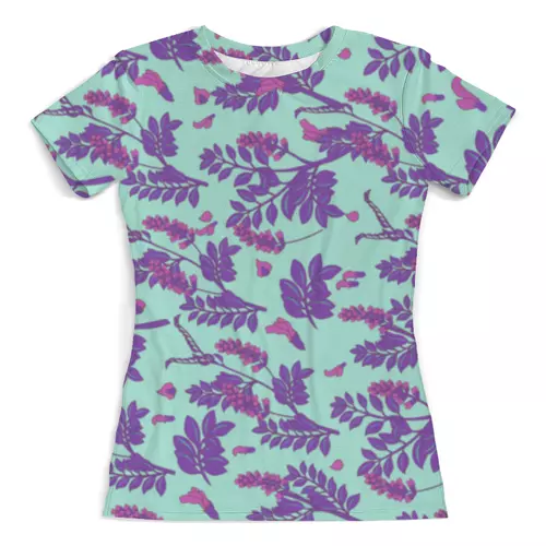 Заказать женскую футболку в Москве. Футболка с полной запечаткой (женская) Violet Tree от skynatural - готовые дизайны и нанесение принтов.