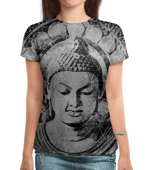 Заказать женскую футболку в Москве. Футболка с полной запечаткой (женская) Buddha от Triponautica - готовые дизайны и нанесение принтов.