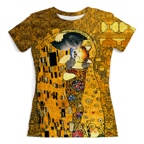 Заказать женскую футболку в Москве. Футболка с полной запечаткой (женская) Gustav Klimt (Cat) от balden - готовые дизайны и нанесение принтов.