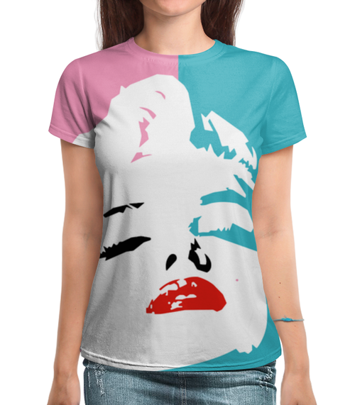 Заказать женскую футболку в Москве. Футболка с полной запечаткой (женская) Marilyn Monroe от balden - готовые дизайны и нанесение принтов.