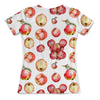 Заказать женскую футболку в Москве. Футболка с полной запечаткой (женская) Осенние яблоки от Виктория  - готовые дизайны и нанесение принтов.