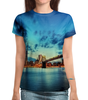 Заказать женскую футболку в Москве. Футболка с полной запечаткой (женская) Бруклинский мост от THE_NISE  - готовые дизайны и нанесение принтов.