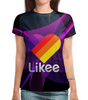 Заказать женскую футболку в Москве. Футболка с полной запечаткой (женская) LIKEE (LIKE Video) от vista12761@rambler.ru - готовые дизайны и нанесение принтов.