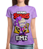 Заказать женскую футболку в Москве. Футболка с полной запечаткой (женская) BRAWL STARS EMZ от geekbox - готовые дизайны и нанесение принтов.