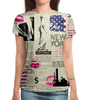 Заказать женскую футболку в Москве. Футболка с полной запечаткой (женская) New York от THE_NISE  - готовые дизайны и нанесение принтов.