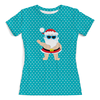 Заказать женскую футболку в Москве. Футболка с полной запечаткой (женская) Санта от THE_NISE  - готовые дизайны и нанесение принтов.