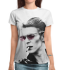 Заказать женскую футболку в Москве. Футболка с полной запечаткой (женская) Дэвид Боуи от geekbox - готовые дизайны и нанесение принтов.