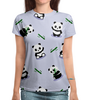 Заказать женскую футболку в Москве. Футболка с полной запечаткой (женская) Милые панды  от T-shirt print  - готовые дизайны и нанесение принтов.