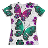 Заказать женскую футболку в Москве. Футболка с полной запечаткой (женская) Цветные бабочки от THE_NISE  - готовые дизайны и нанесение принтов.