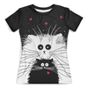 Заказать женскую футболку в Москве. Футболка с полной запечаткой (женская) Белый кот черная кошка (2) от ПРИНТЫ ПЕЧАТЬ  - готовые дизайны и нанесение принтов.