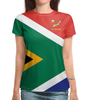 Заказать женскую футболку в Москве. Футболка с полной запечаткой (женская) Южная Африка регби от rugby - готовые дизайны и нанесение принтов.