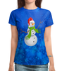 Заказать женскую футболку в Москве. Футболка с полной запечаткой (женская) Снеговик от THE_NISE  - готовые дизайны и нанесение принтов.