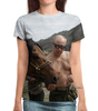 Заказать женскую футболку в Москве. Футболка с полной запечаткой (женская) Путин с конем от weeert - готовые дизайны и нанесение принтов.
