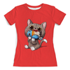 Заказать женскую футболку в Москве. Футболка с полной запечаткой (женская) Кошка от YellowCloverShop - готовые дизайны и нанесение принтов.