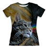 Заказать женскую футболку в Москве. Футболка с полной запечаткой (женская) Космический кот от galaxy secret - готовые дизайны и нанесение принтов.