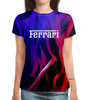 Заказать женскую футболку в Москве. Футболка с полной запечаткой (женская) Ferrari от THE_NISE  - готовые дизайны и нанесение принтов.
