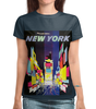 Заказать женскую футболку в Москве. Футболка с полной запечаткой (женская) Нью-Йорк от acidhouses - готовые дизайны и нанесение принтов.