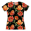 Заказать женскую футболку в Москве. Футболка с полной запечаткой (женская) тюльпаны от THE_NISE  - готовые дизайны и нанесение принтов.