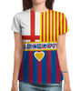Заказать женскую футболку в Москве. Футболка с полной запечаткой (женская) Барселона от inPrintio - готовые дизайны и нанесение принтов.