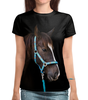 Заказать женскую футболку в Москве. Футболка с полной запечаткой (женская) Лошадь от weeert - готовые дизайны и нанесение принтов.