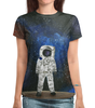 Заказать женскую футболку в Москве. Футболка с полной запечаткой (женская) Космонавт от galaxy secret - готовые дизайны и нанесение принтов.