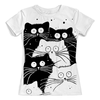 Заказать женскую футболку в Москве. Футболка с полной запечаткой (женская) Белый кот черная кошка (1) от ПРИНТЫ ПЕЧАТЬ  - готовые дизайны и нанесение принтов.