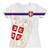 Заказать женскую футболку в Москве. Футболка с полной запечаткой (женская) Сборная Сербии от geekbox - готовые дизайны и нанесение принтов.