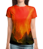 Заказать женскую футболку в Москве. Футболка с полной запечаткой (женская) Пламенный закат от THE_NISE  - готовые дизайны и нанесение принтов.