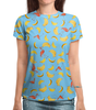 Заказать женскую футболку в Москве. Футболка с полной запечаткой (женская) Бананы и фламинго от valezar - готовые дизайны и нанесение принтов.