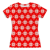 Заказать женскую футболку в Москве. Футболка с полной запечаткой (женская) Красно-белый узор от THE_NISE  - готовые дизайны и нанесение принтов.