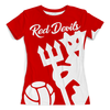 Заказать женскую футболку в Москве. Футболка с полной запечаткой (женская) Манчестер Юнайтед от geekbox - готовые дизайны и нанесение принтов.