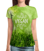 Заказать женскую футболку в Москве. Футболка с полной запечаткой (женская) Go Vegan! от vegan@thespaceway.info - готовые дизайны и нанесение принтов.